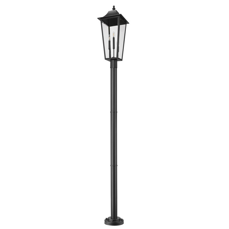 Gannon 3 Light Outdoor Post Mount Fixture in Black, 105.25'' H x 12'' W x 12'' D
