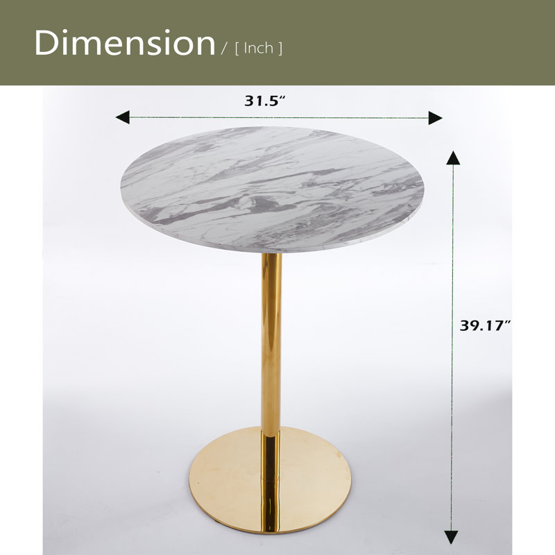 Table de bar 31,5 "Tulip de style Mid-Century pour 2 à 4 personnes avec plateau rond en MDF et table de piédestal