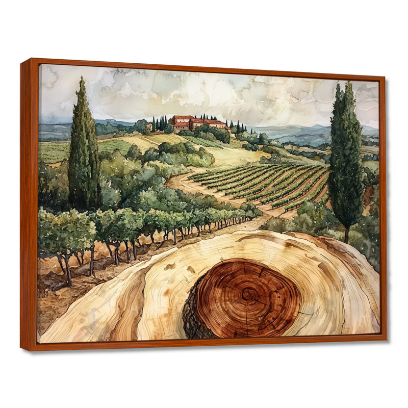 Winn - Vineyard, art mural, H 30 po x l 40 po, Brun, Impression encadrée flottante