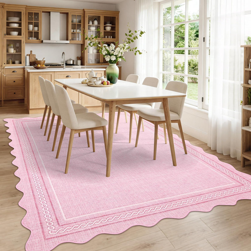 Geometric Machine Printed Area Rug, Rectangle 120 x 170 cm, Pink