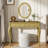 Makeup Vanity Desk with Oval Mirror-130870058