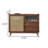 35.43"Brown Solid Wood Rectangular Woven Rattan Sliding Door Side Cabinet-948442331
