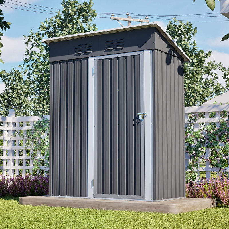 5 x 3ft Metal Garden Storage Shed, Weatherproof Steel Outdoor Tool Shed with 2 Vents & Lock, Garden Storage for Tools, Bicycles & Bin Storage