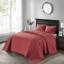 Ensemble de couvre-lit réversible grand rouge - rembourrage en coton prélavé de style matelassé pour un confort surdimensionné pour un ajustement parfait et 2 taies décoratives lavables