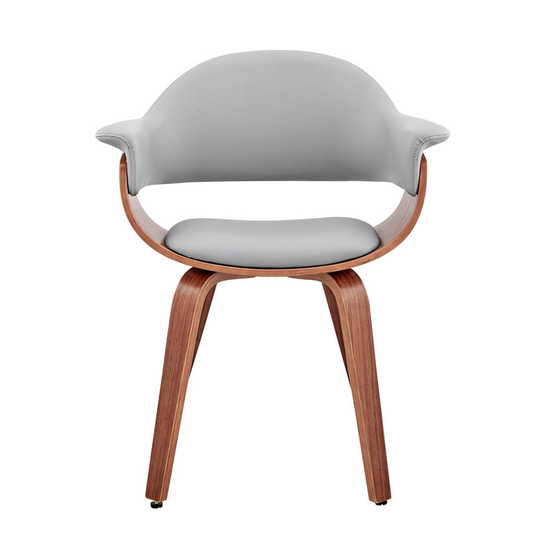18'' H Upholstered Armchair, Gray, Walnut, Walnut
