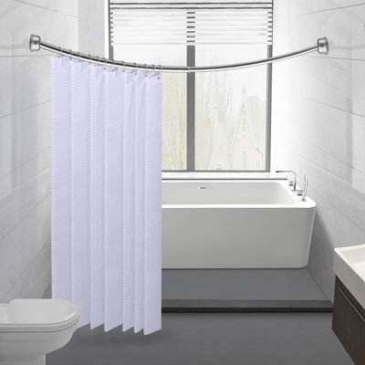 Utopia Alley Rustproof Wall Mounted Aluminum Single Curved Shower Curtain Rod, AdjustableShower Rod from 45" to 72", Expandable, Wall Mounted, Includes shower liner and shower hooks