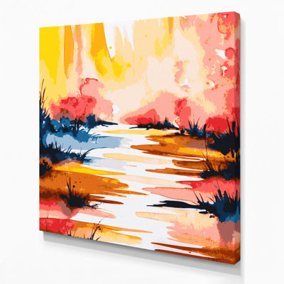 Aquarelle, paysage, toile beige