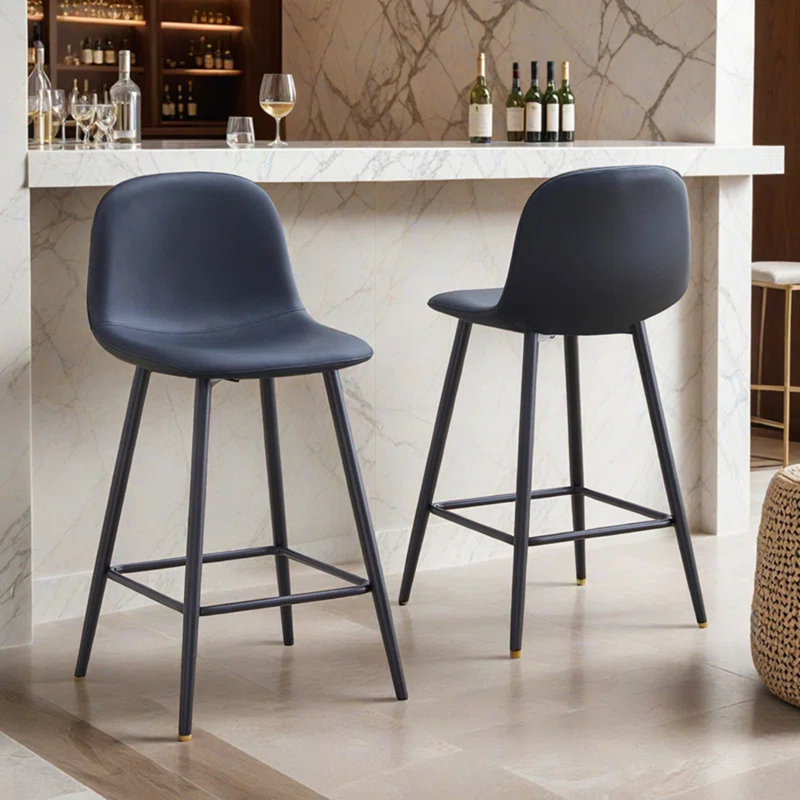 Ensemble de 2 chaises de bar en tissu techno - Conception ergonomique avec dossier arrondi et stabilité à base croisée, tabourets de comptoir modernes pour îlot de cuisine, bar et salon