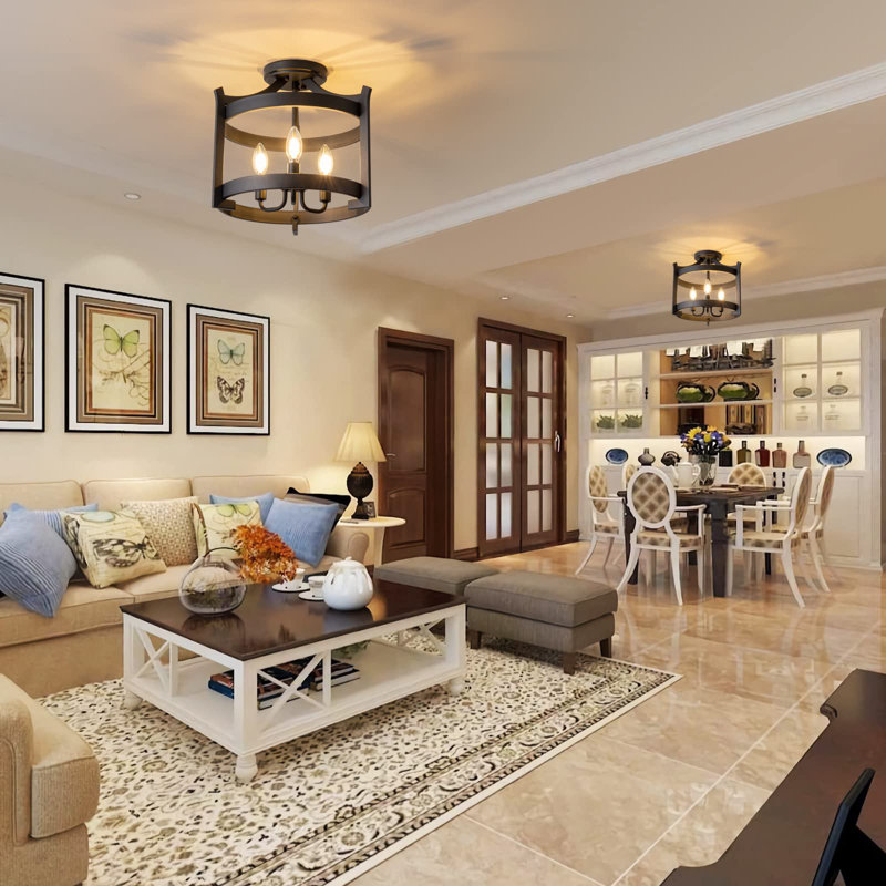 Modern Dining Room Light Fixture Semi Flush Mount Ceiling Light Fixture