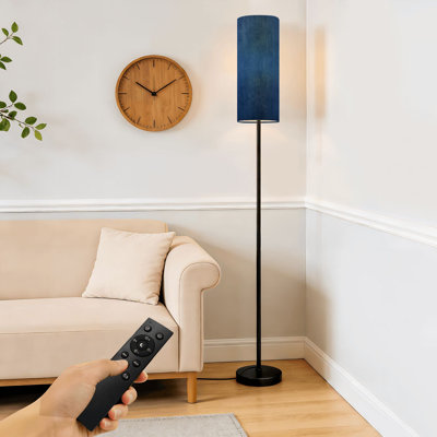 Lampe sur pied abstraite de couleur bleu marine à intensité variable moderne avec télécommande et pédale, abat-jour, abat-jour haut, lampe de coin pour le salon, la chambre et le bureau