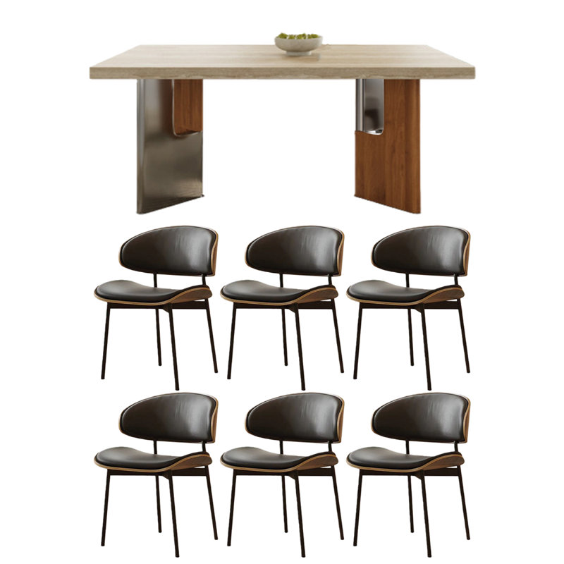Table de salle à manger rétro en granit de forme rectangulaire, H 29,53 po x l 55,12 po x P 31,5 po, Beige