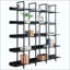Bibliothèque à 5 niveaux avec bureau ouvert, tablette de style industriel rétro avec structure en métal-675768573