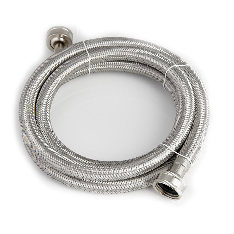 6ft Stainless Steel Washer Water Supply Line With 90 Degree Elbow, F 3/4 C X F 3/4 C, Flexible Inlet Supply Lines For Washer, Universal Fit, Leak-proof