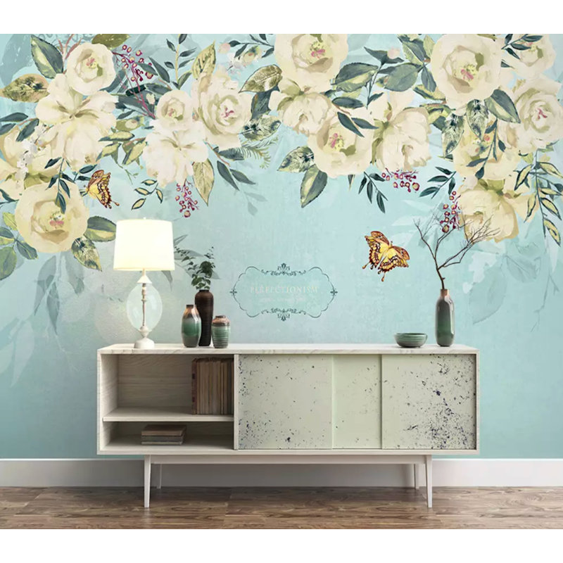 Papier peint texturé amovible Floral, l 187 po x L 106 po