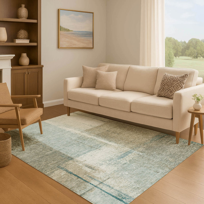Premium Machine Washable Ansley Abstract Rug, Rectangle 10' x 14'