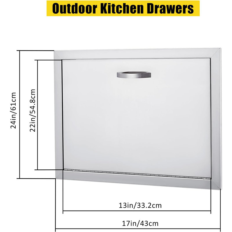 Silver Stainless Steel Weatherproof Outdoor BBQ Cabinet Door