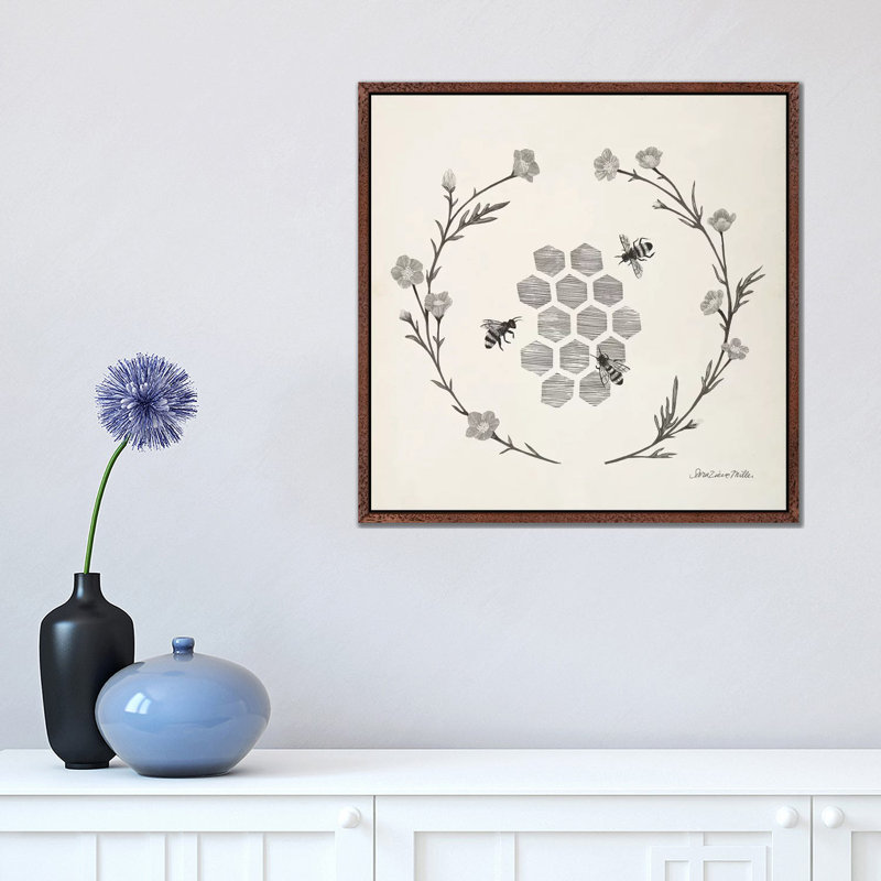 Happy To Bee Home III Neutral by Sara Zieve Miller - Print on Canvas, 66.04cm H x 66.04cm W x 3.81cm D
