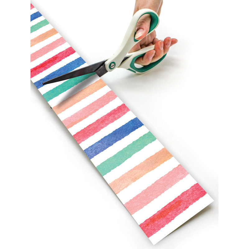 Bordure roulée droite à rayures aquarelle