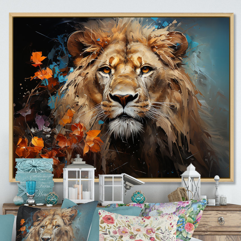 Lions sans énergie I - impression, H 24 po x l 32 po x P 1 po, Cadre naturel flottant