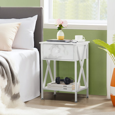 NS Bedside Table W/ Drawer Storage Shelf Cabinets Bedroom Living Room  Nightstand