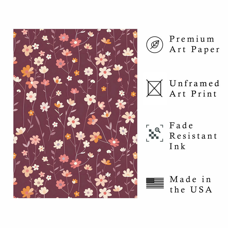 Motif floral de fleurs sauvages II, H 20 po x l 16 po