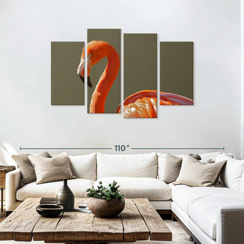 Brampt superbe flamant orange, H 48 po x l 75 po