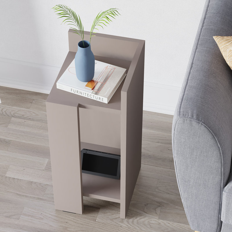 Lochlan Modern Compact Nightstand Bedside Table 25 x 27 x 60cm  Bedroom Furniture, Right Orientation, Light Mocha