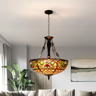 20 Inch Colored Tiffany Style Living Room Bedroom Pendant Light