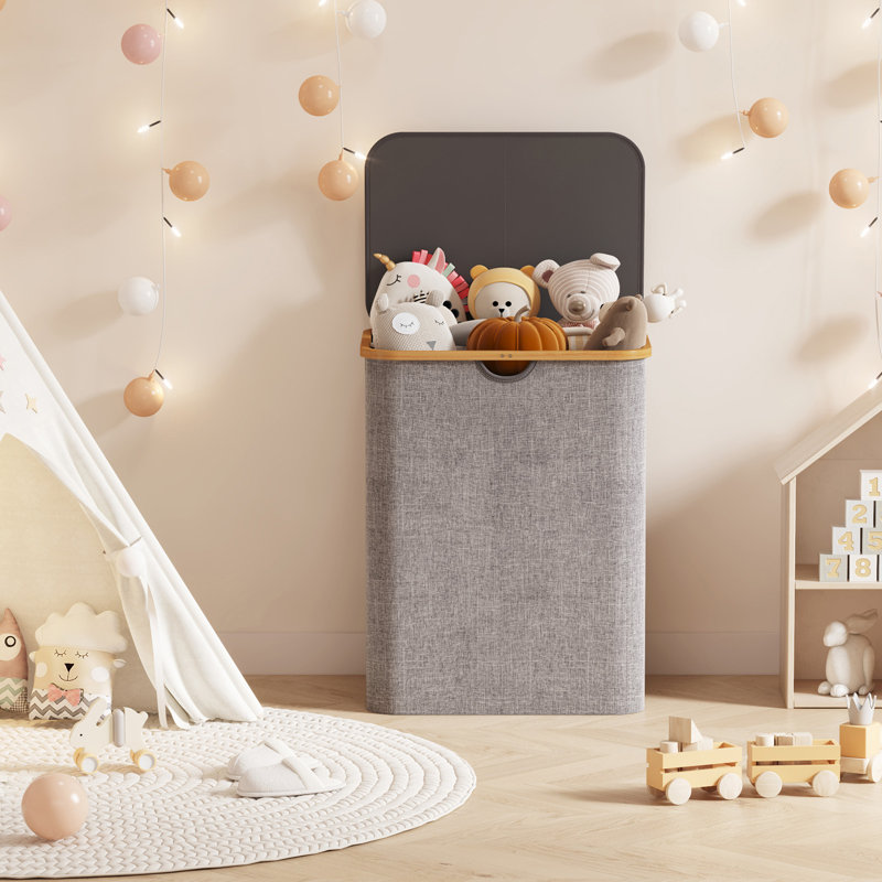 Laundry Hamper And Waste Basket Set, Light Grey