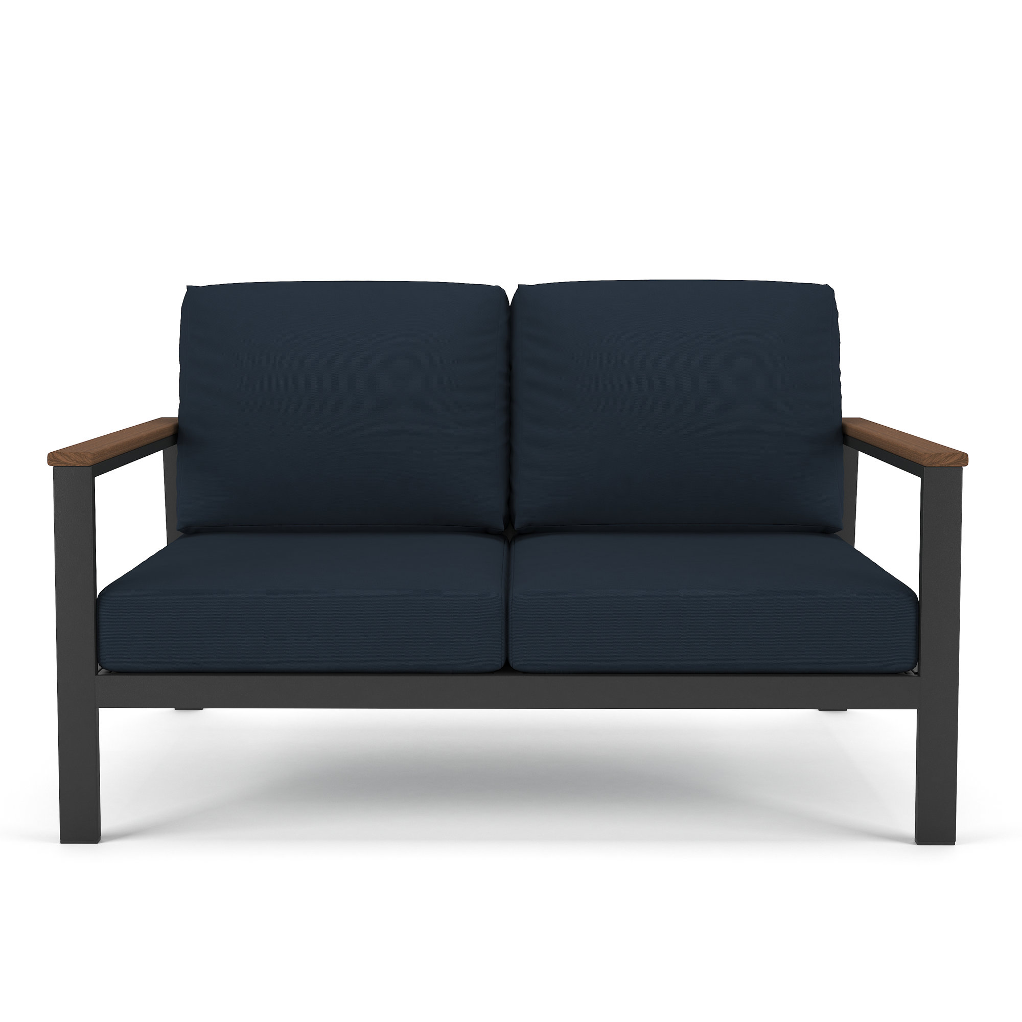 Townsend Loveseat with Sunbrella Cushion, Brown, Canvas Navy Sunbrella® Canvas