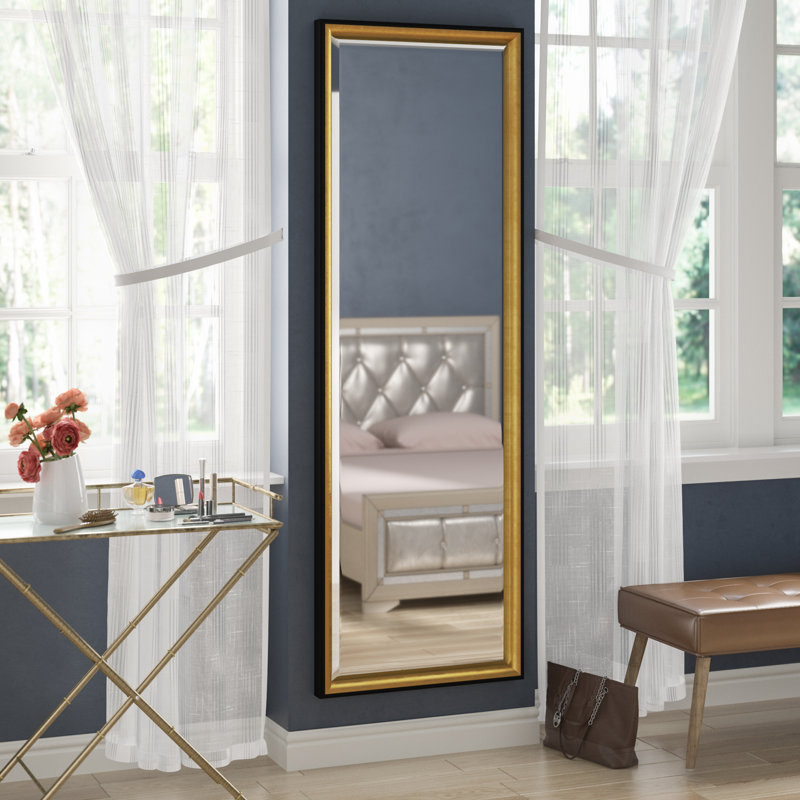 Calek Modern & Contemporary Beveled Gold Trimmed Wall Mirror, 72" H x 24" W