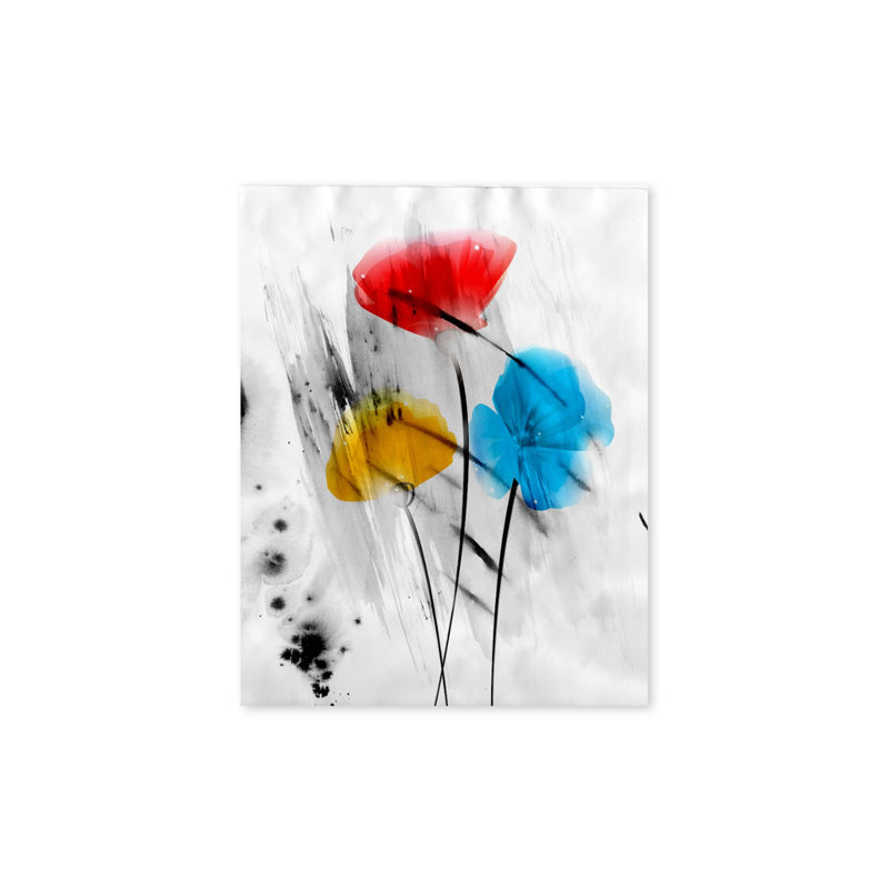 «Painted Petals III-B» par Tristan Scott - impression sur toile, Art mural noir encadré texturé, 24" H x 18" W