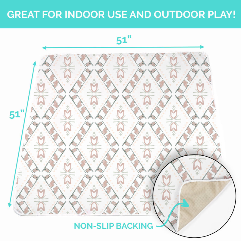 JumpOff Jo - Large Baby Splat Mat for Under High Chair, Booster Seat, Tabletop, Food Catcher - Protect Floor and Carpet from Spills & Crafts - Waterproof and Washable - 51 x 51 inches - Black & White