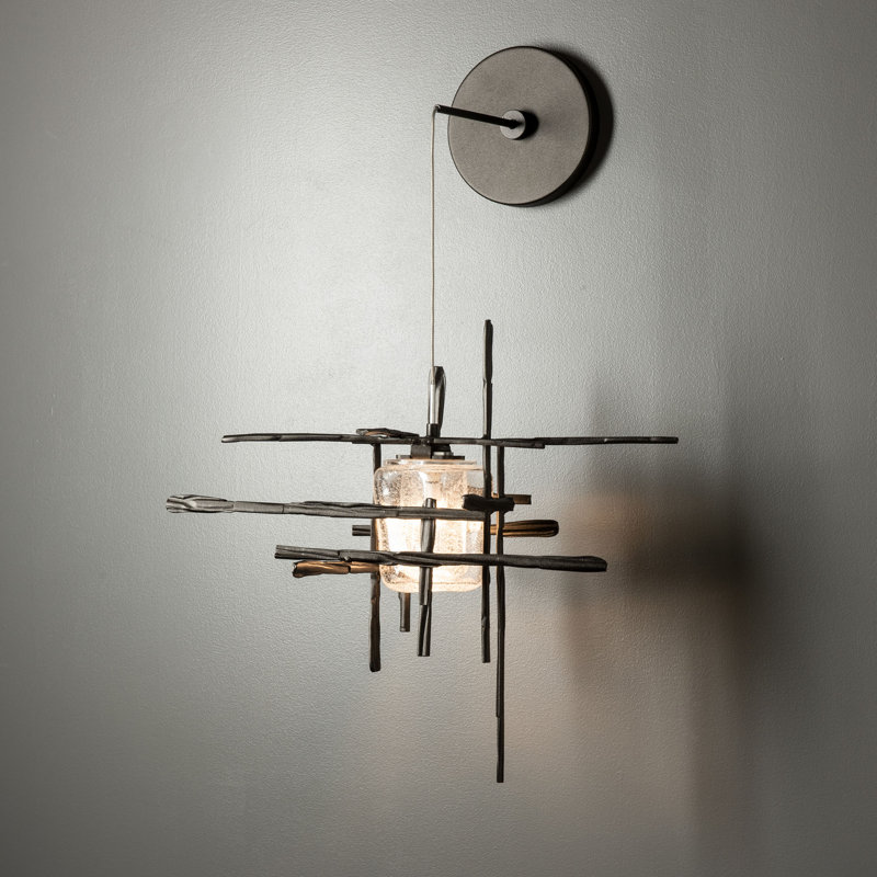 Tura Metal Armed Sconce, Oil Rubbed Bronze, Seeded Clear