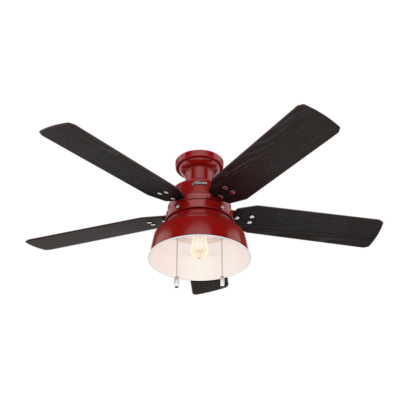 52" Mill Valley 5-Blade Outdoor Ceiling Fan with Light Kit, Barn Red
