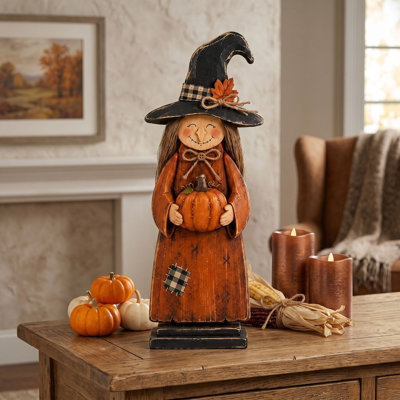 candy jar Vintage Hand Carved Wooden Witch Figurine Standing Witch Statue Tabletop Decor Suitable For Shelves Fireplaces And Home Decoration