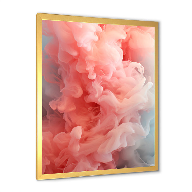 Rose poli radiance fumée I - impression d'art abstrait mural, Encadrement doré, H 32 po x l 24 po x P 1 po