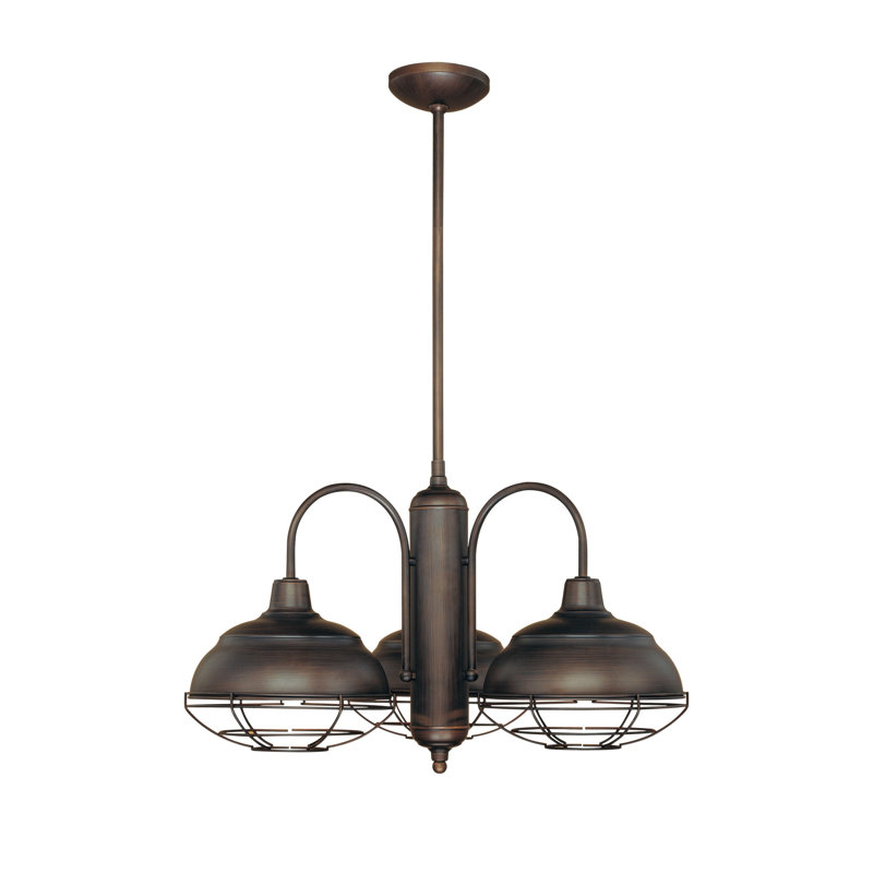 Neo-Industrial 3 - Light Classic / Traditional Chandelier, Rubbed Bronze