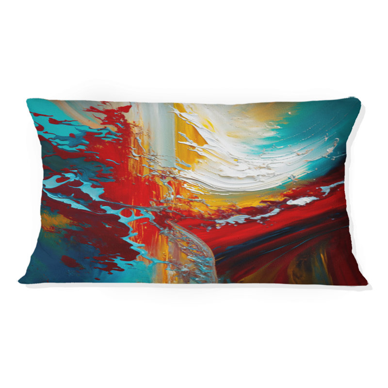 Coussin décoratif imprimé abstrait bleu sarcelle - Reproduction de peinture abstraite