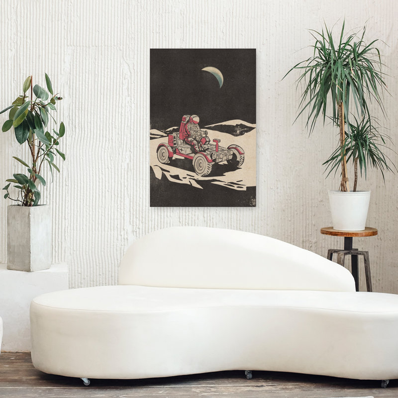 Art mural rétro, paysage lunaire rétro rétro, 36" H x 24" W