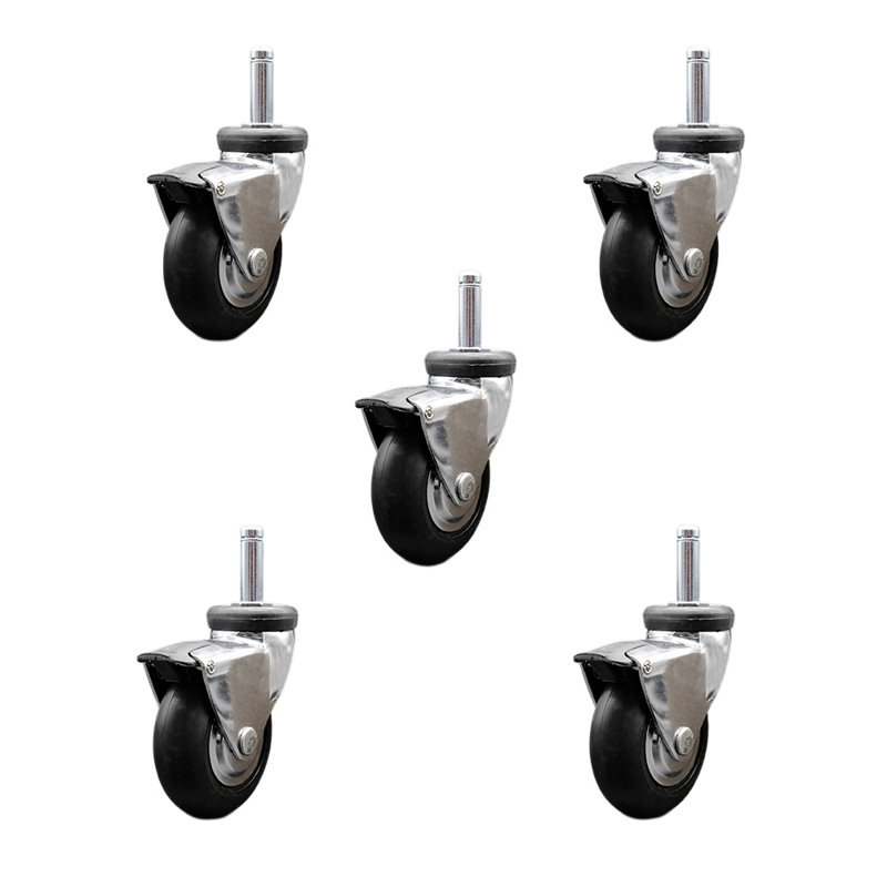 Neoprene Rubber Grip Ring Stem Caster with Brake