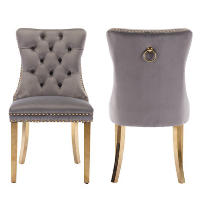 Tufted Velvet Wing Back Side Dining Chairs
