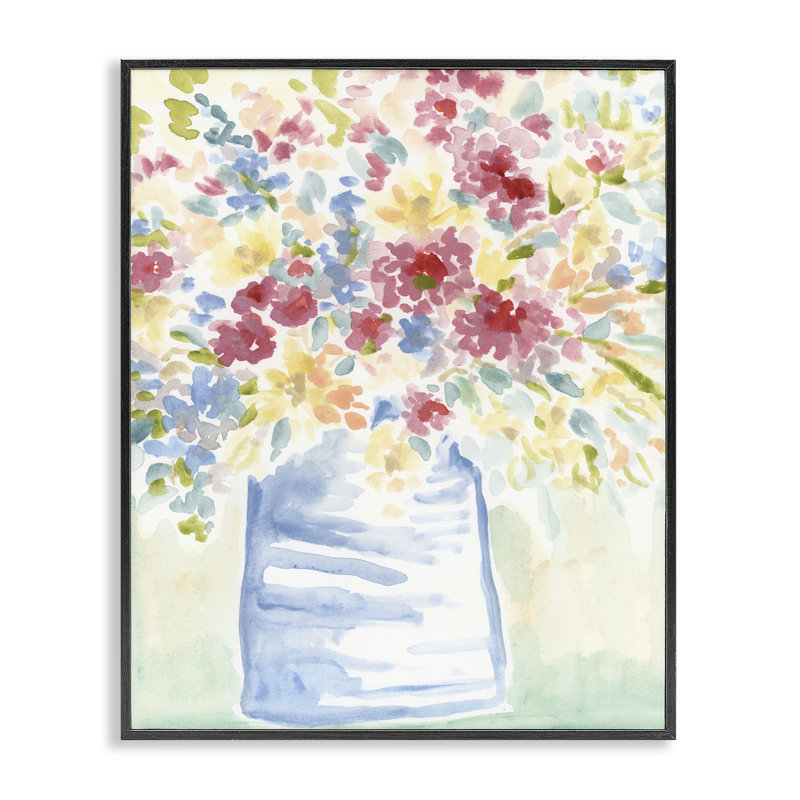  Soft Country Blossoms Grey Framed Giclee Art by June Erica Vess, 20" H x 16" W, Giclée encadrée noir minuit