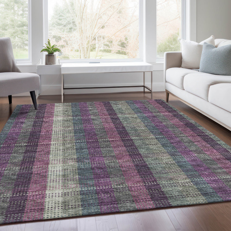 Premium Machine Washable Prisco Plum Rug, Rectangle 8' x 10'