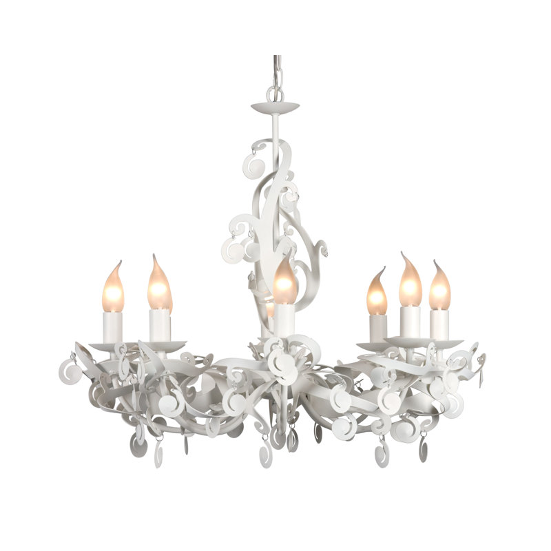 Dyar 8 - Light Candle Style Chandelier, Satin White Metal