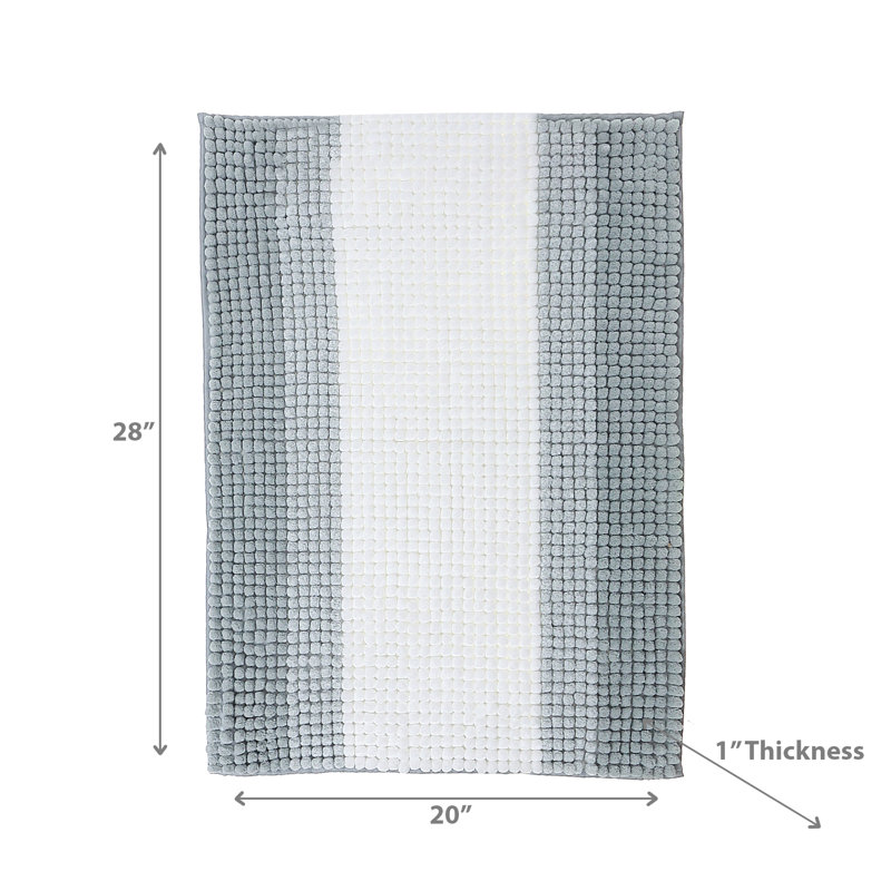 Tapis pour salle de bain en mélange de polyester Berke, Gris