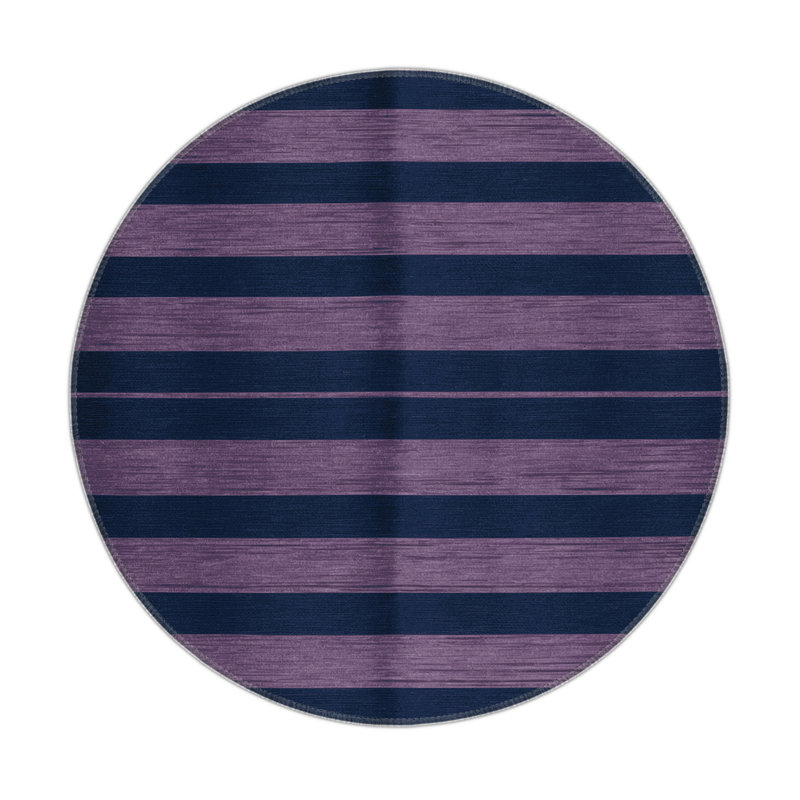 Tapis intérieur / extérieur bleu HorizontalStripes, Rond 5 pi