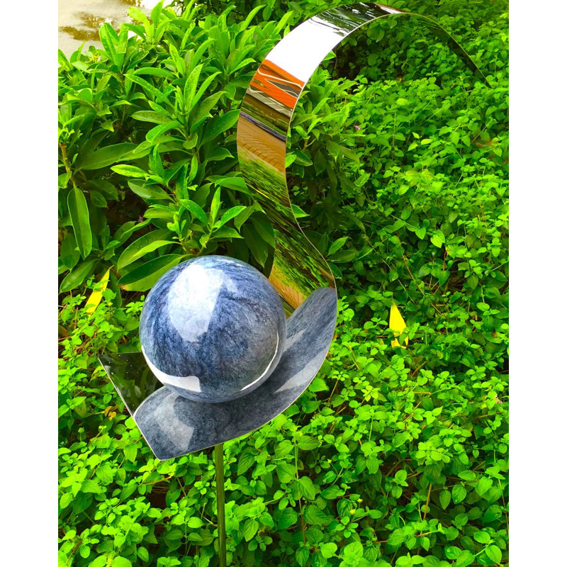Dawan Stainless Steel Garden Stake, Blue / White / Grey
