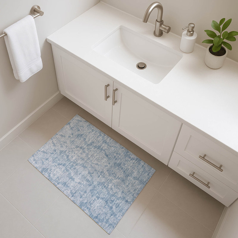 Premium Machine Washable Honig AMF1659 Damask Rug, Rectangle 1'8" x 2'6"