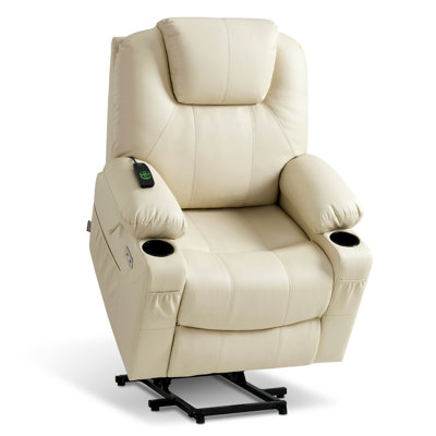 Courtois Medium Power Recliner Lift Chair with Massage and Heat, Faux Leather by Red Barrel Studio